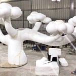 運用保麗龍做出藝術(shù)品等比初胚模型，展現(xiàn)藝術(shù)品各個階段的不同面貌。