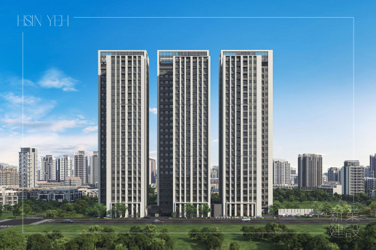 「新業(yè)恆一」坐落於竹南火車站黃金生活圈，以24層凌空之姿，昂立站前繁華核心1773坪大基地，外觀風(fēng)格承襲國際現(xiàn)代建築樣式，在簡潔線條中富藏細(xì)節(jié)工藝。(圖為 新業(yè)恆一 建築外觀3D示意圖)