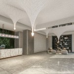 走入建築大廳，漣漪造型的曲面湖頂串連映入眼簾，彷彿反重力一般的漣漪水滴，弧形曲面的造型天花，讓整個(gè)空間昇華成一件藝術(shù)精品。