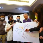 各小組交流分享，促進合作與腦力激盪，學習思考及問題分析的訣竅，整理出重要的觀點和結(jié)論。(圖右二為新業(yè)建設(shè)創(chuàng)辦人-穆椿松 先生)