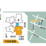 社區(qū)（紅框處）面積約1175坪，位於角地，1樓有6店面。